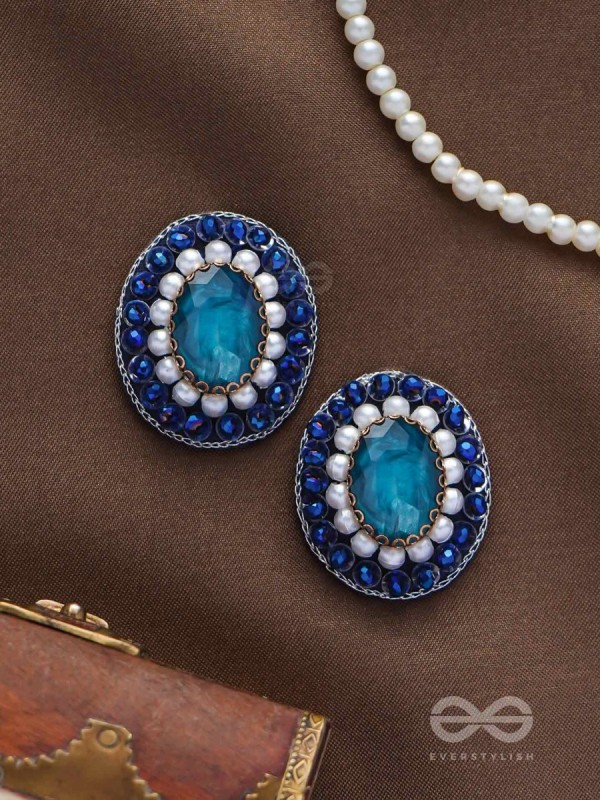 AMRITARA - THE ETERNAL ESSENCE - STONE, PEARLS AND SEQUINS EMBROIDERED EARRINGS
