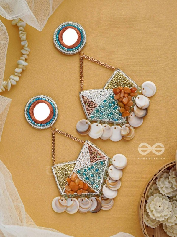 ANVESAKA - THE TREASURE SEEKER - STONES, BEADS, SEQUINS AND MIRROR EMBROIDERED EARRINGS