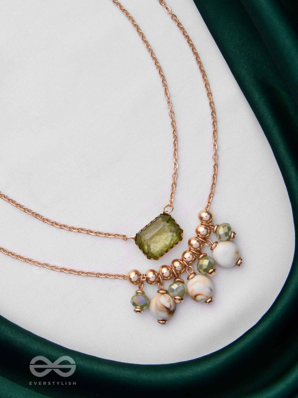 The Earthy Elegance - Green Multilayer Neckpiece With Anti-Tarnish Coating 