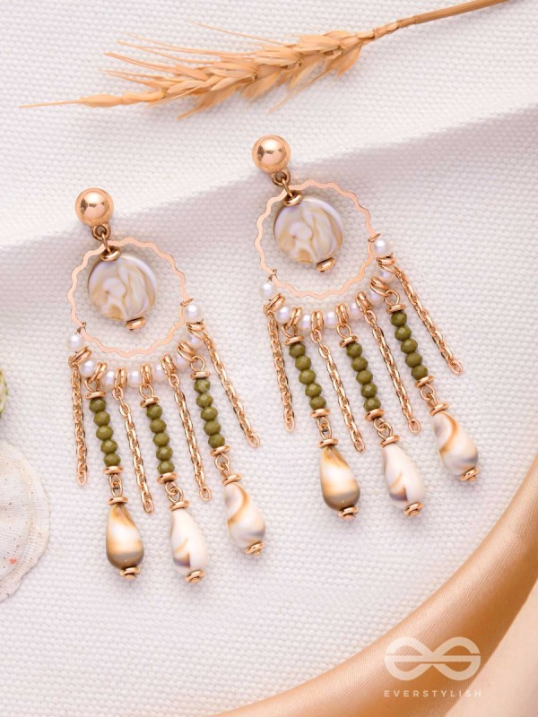 SEASHORE FERN FRINGE - GOLDEN DROP EARRINGS