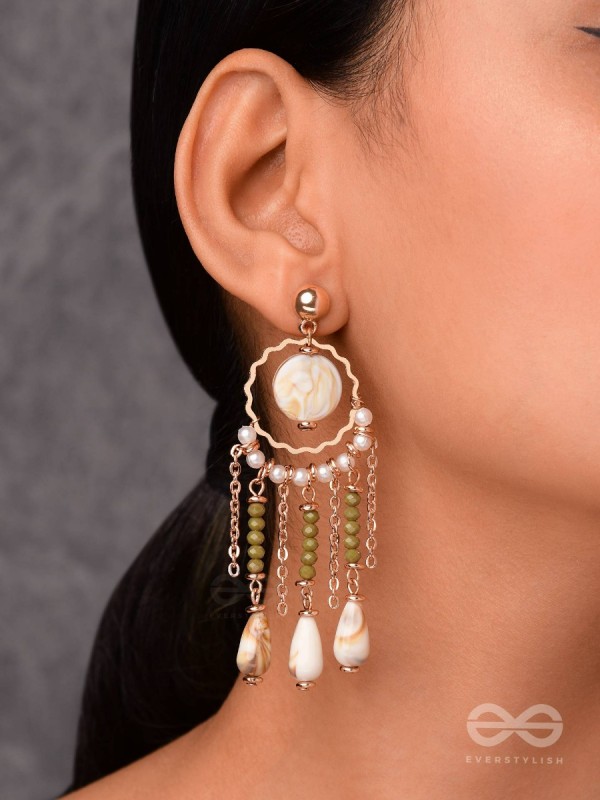 SEASHORE FERN FRINGE - GOLDEN DROP EARRINGS
