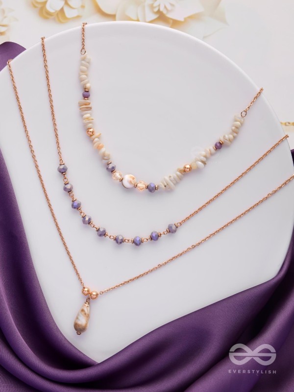 The Lavender Meadows - Casual Multilayered Neckpiece With Anti-Tarnish Coating 