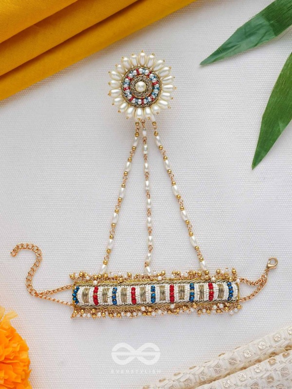 Shukti - Source Of Pearls - Beads, Cutdana And Pearls Hand Embroidered Haathphool