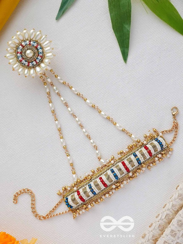 Shukti - Source Of Pearls - Beads, Cutdana And Pearls Hand Embroidered Haathphool