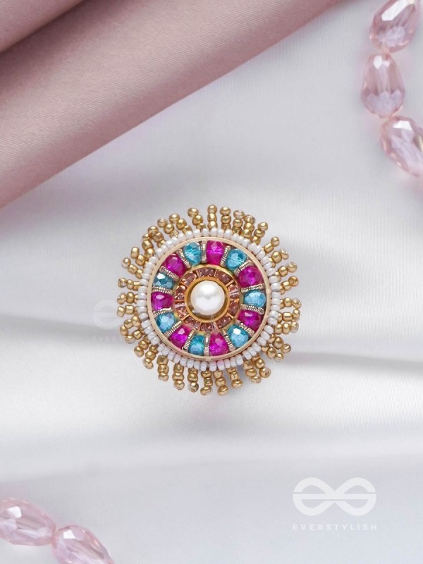 UPARATI - REFLECTION OF CALMNESS - BEADS AND PEARLS EMBROIDERED RING (MULTICOLOR)