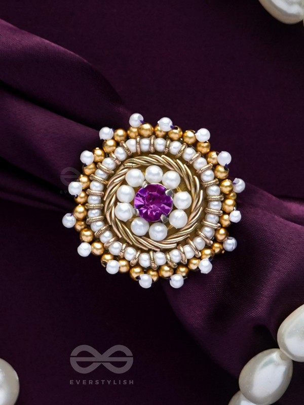 Kimbila - A Sweet Bud - Beads, Dabka And Stone Hand Embroidered Ring
