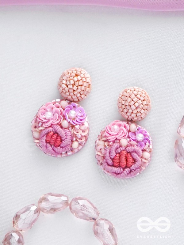 Pushpayita - Adorned With Flowers - Sequins, Cutdana, Resham And Beads Hand Embroidered Earrings
