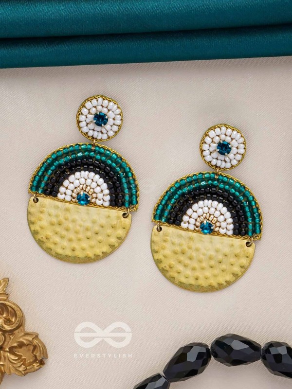 KANIKAVACHA - THE TINY SHIELD - BEADS AND STONE EMBROIDERED EARRINGS