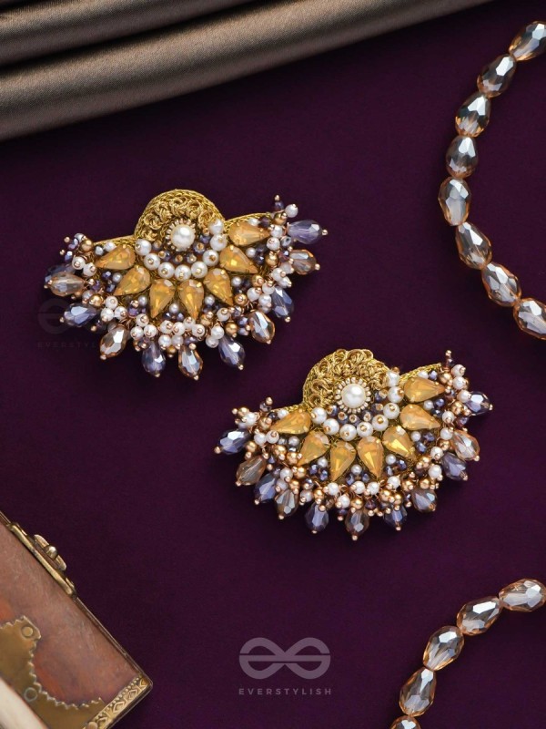 PUSHPAVALLI - TREASURES OF GARDEN -  PEARLS, STONE AND BEADS EMBROIDERED EARRINGS