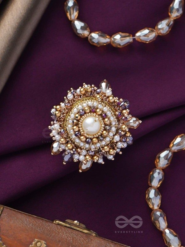 ANUKULIKA - THE REGAL BRILLIANCE - PEARLS AND BEADS EMBROIDERED RING