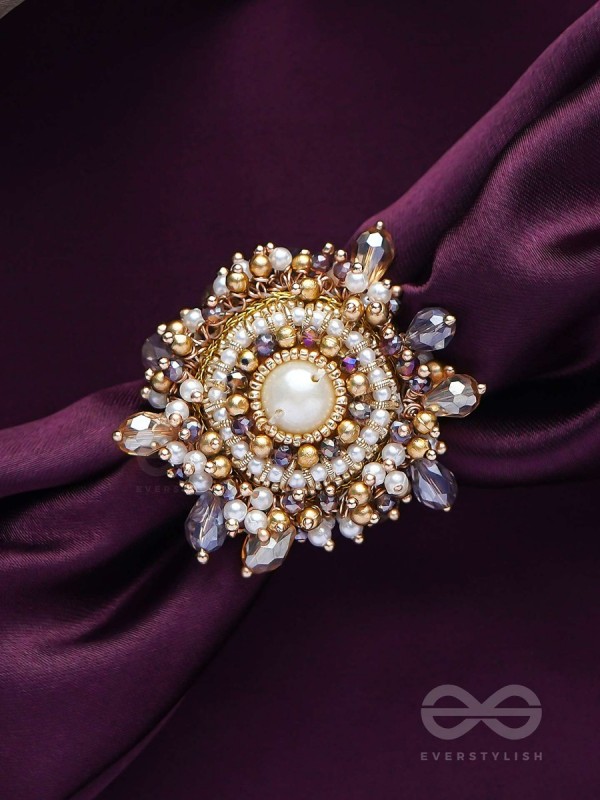 ANUKULIKA - THE REGAL BRILLIANCE - PEARLS AND BEADS EMBROIDERED RING