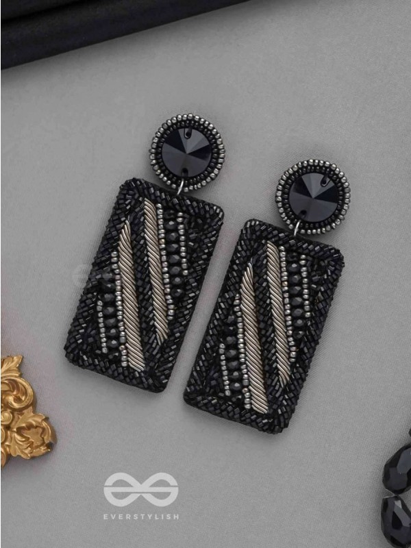 RATRIKANTA - THE BEAUTY OF DARK - BEADS AND STONE EMBROIDERED EARRINGS