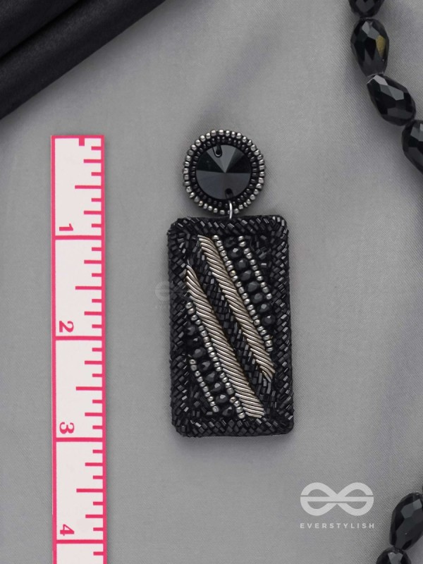 RATRIKANTA - THE BEAUTY OF DARK - BEADS AND STONE EMBROIDERED EARRINGS