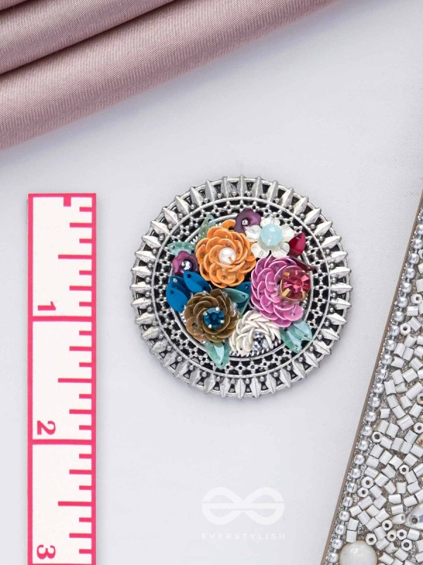 Varnin - The Spring Colors - Sequins, Beads And Stones Hand Embroidered Oxidised Earrings