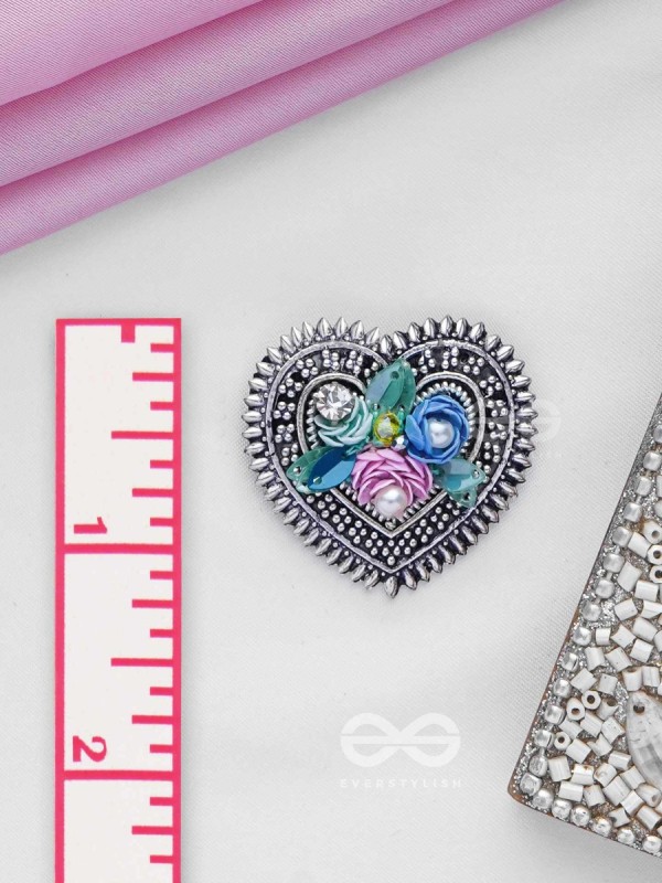 KUSUMAVARTA - THE HEART OF FLOWERS - SEQUINS, BEADS AND PEARLS EMBROIDERED AND OXIDISED STUD EARRINGS