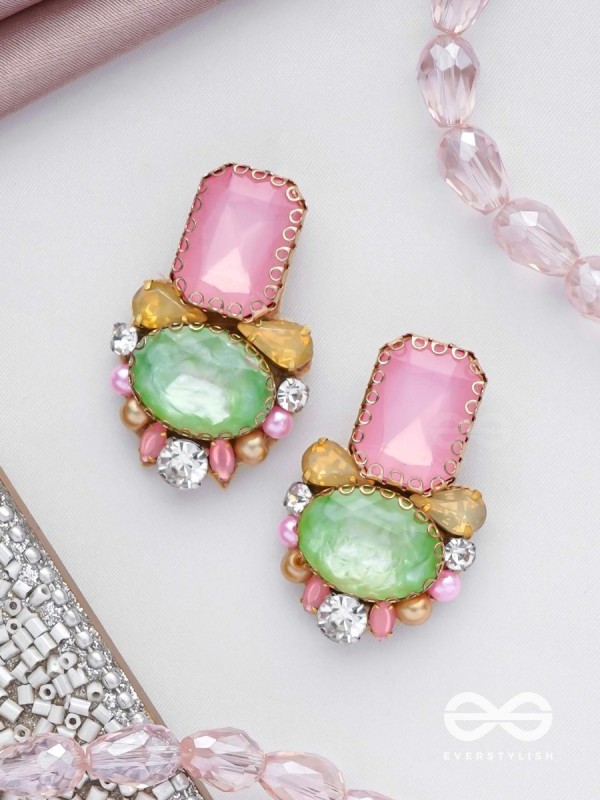 Varneeya - The Hued Jewels - Stones Hand Embroidered Earrings