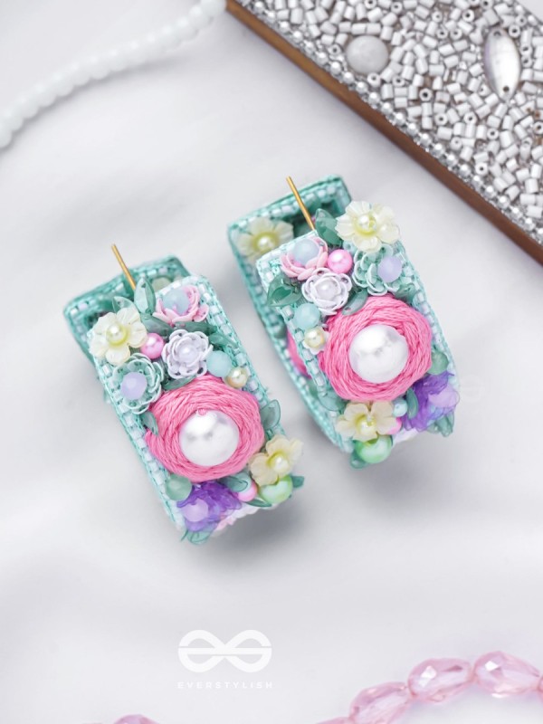 ABHICHARINI - THE ENCHANTRESS BOUQUET - SEQUINS, PEARLS AND BEADS EMBROIDERED EARRINGS