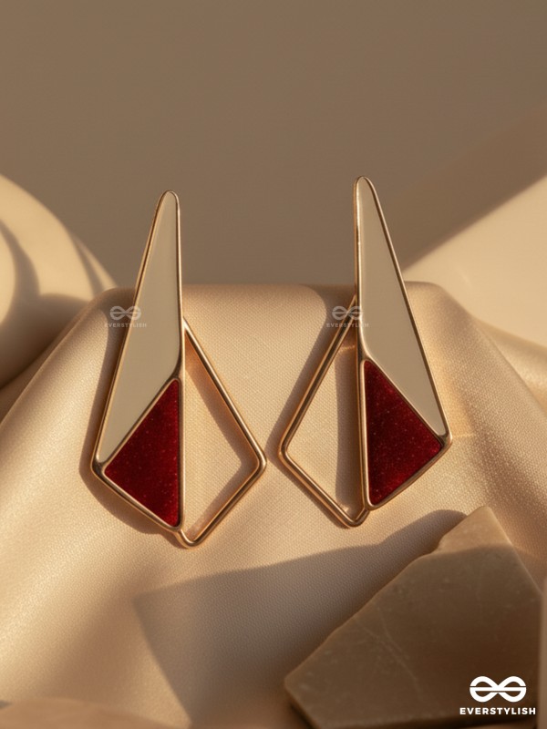 SLEEK SCARLET SHADOWS - CASUAL ENAMELED EARRINGS
