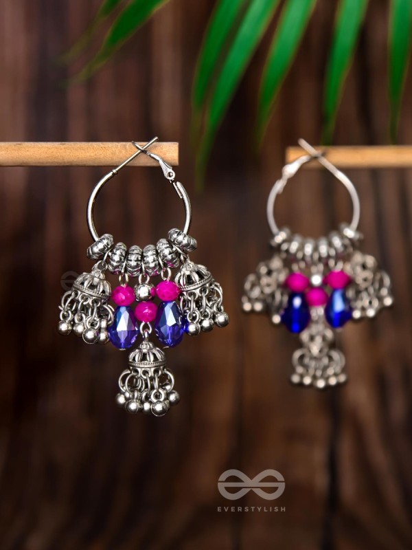 THE WHIMSICAL DREAMCATCHER - EMBELLISHED OXIDISED JHUMKA EARRINGS