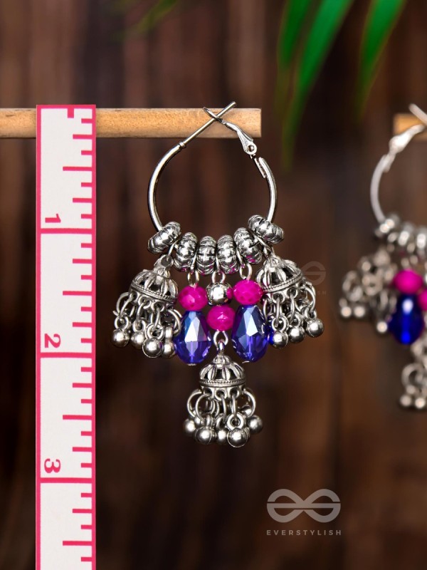 THE WHIMSICAL DREAMCATCHER - EMBELLISHED OXIDISED JHUMKA EARRINGS
