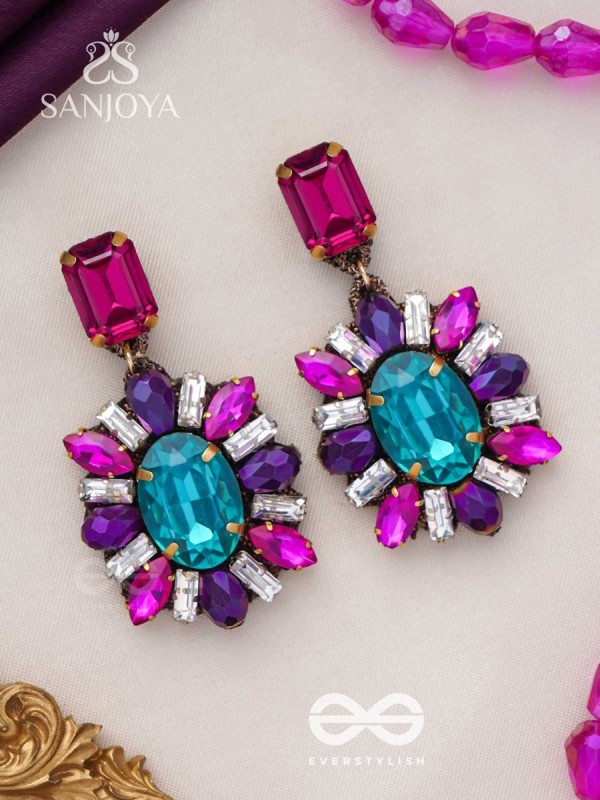 RATNAVILASINI - DECORATED IN JEWELS - STONE EMBROIDERED EARRINGS