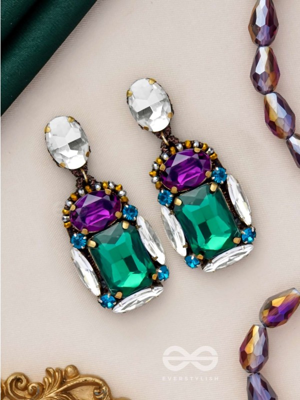 Vibhushita - Adorned With Gems - Stone Hand Embroidered Earrings
