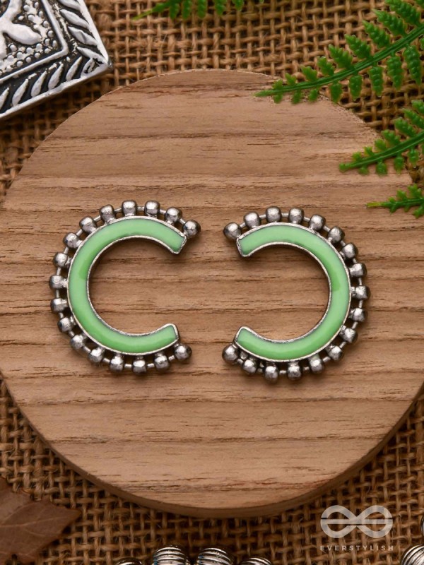 CRISP SPRINGTIMES - SILVER ENAMELLED EARRINGS