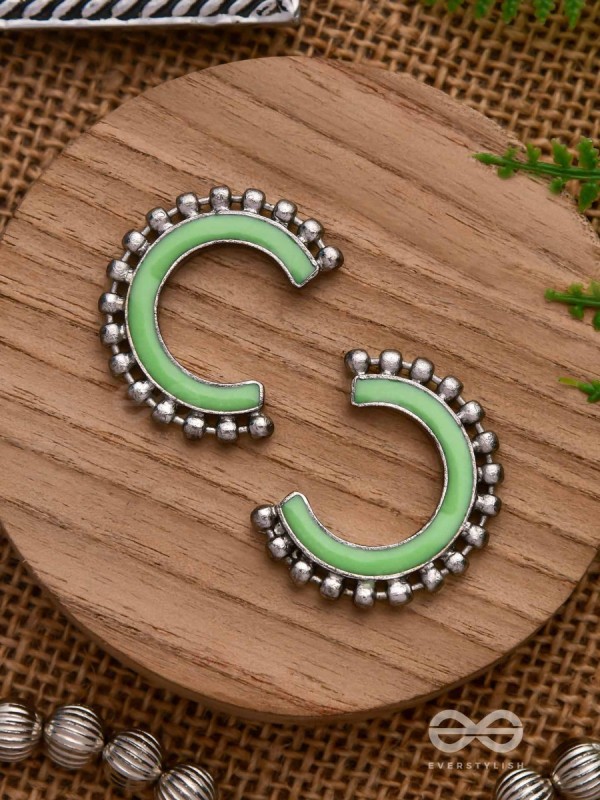 CRISP SPRINGTIMES - SILVER ENAMELLED EARRINGS