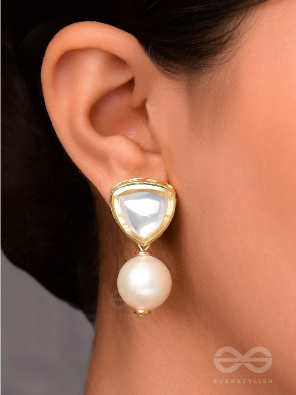 Adesa - Stellar Mirage - Golden Embellished Polki And Kundan Earrings