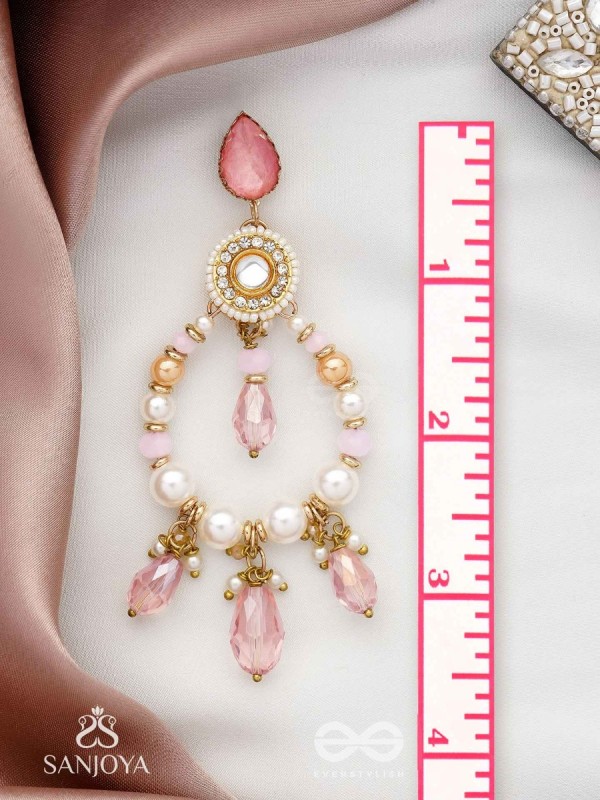 Uthila - Rosey Glow Gala - Golden Embellished Earrings