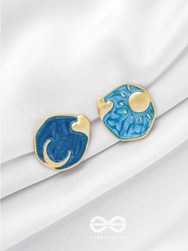 DAYDREAMS & NIGHTSKIES - GOLDEN ENAMELLED STUD EARRINGS