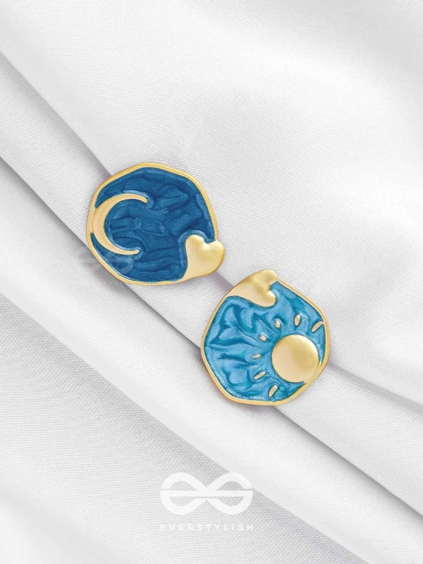 DAYDREAMS & NIGHTSKIES - GOLDEN ENAMELLED STUD EARRINGS