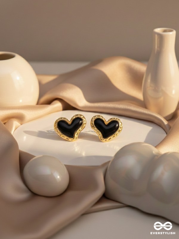 BEATS OF BEAUTY - GOLDEN EMBELLISHED EARRINGS (BLACK)