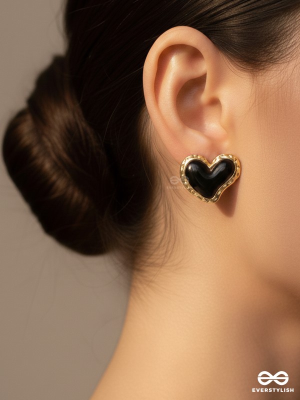 BEATS OF BEAUTY - GOLDEN EMBELLISHED EARRINGS (BLACK)