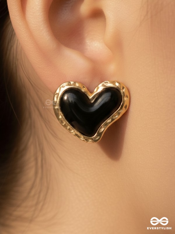 BEATS OF BEAUTY - GOLDEN EMBELLISHED EARRINGS (BLACK)
