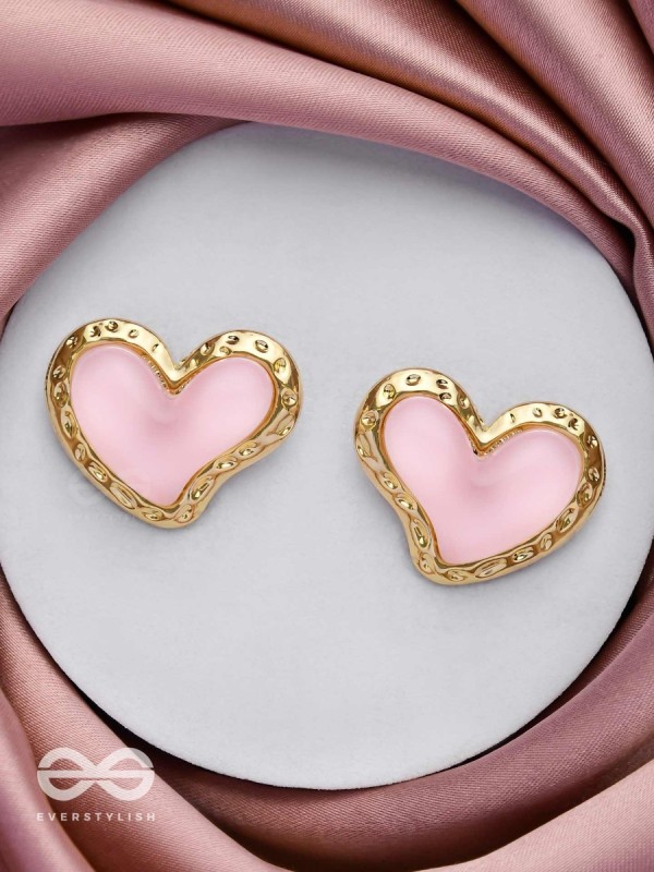 BEATS OF BEAUTY - GOLDEN EMBELLISHED EARRINGS (PINK)