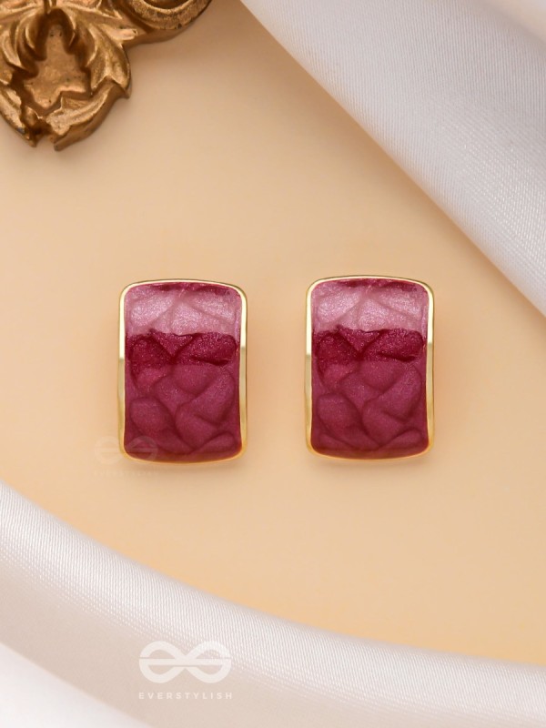 THE CLASSIC RADIANCE  - GOLDEN ENAMELLED STUD EARRINGS (RED)
