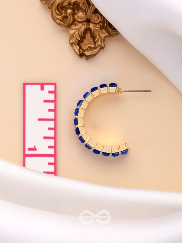 CRYSTAL GALAXIES - GOLDEN EMBELLISHED EARRINGS (BLUE)