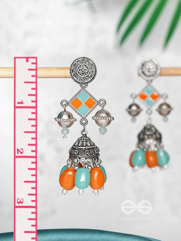 MYSTIC OCEAN SUNDOWN - EMBELLISHED OXIDISED EARRINGS