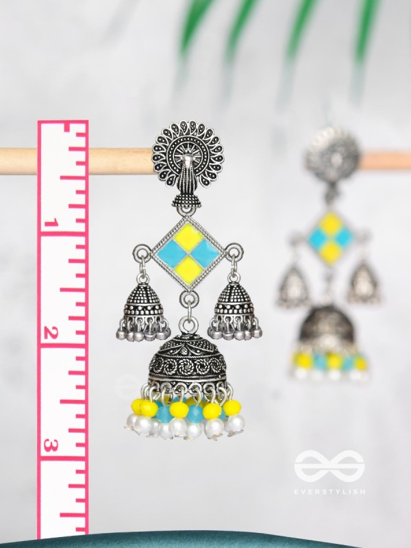 MELLOW YELLOW SKIES - EMBELLISHED OXIDISED EARRINGS