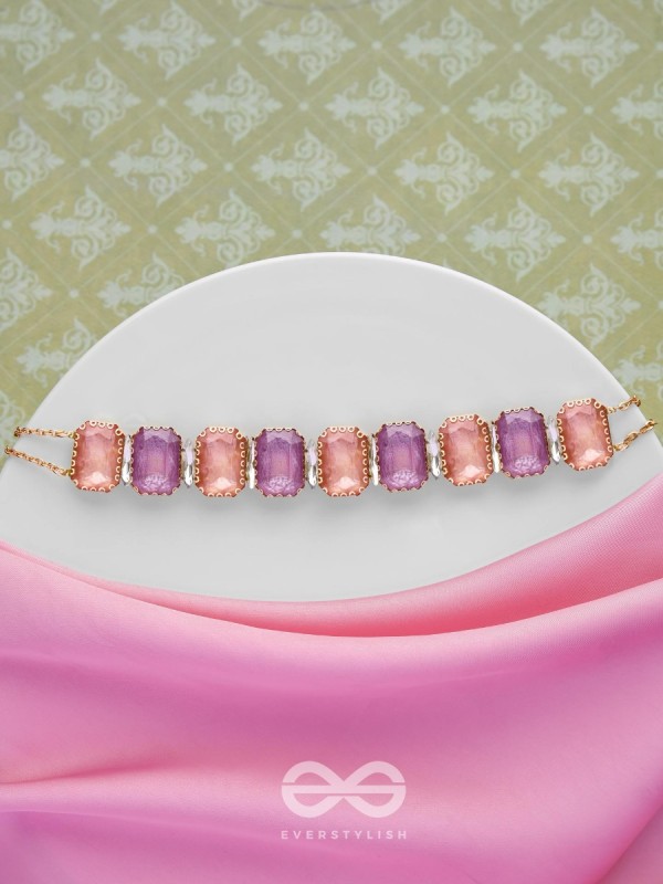 The Tropical Blush - Statement Choker Neckpiece With Anti-Tarnish Coating (Orange & Purple)
