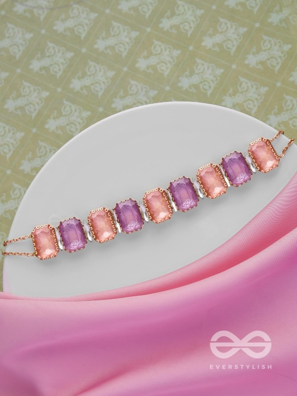 The Tropical Blush - Statement Choker Neckpiece With Anti-Tarnish Coating (Orange & Purple)