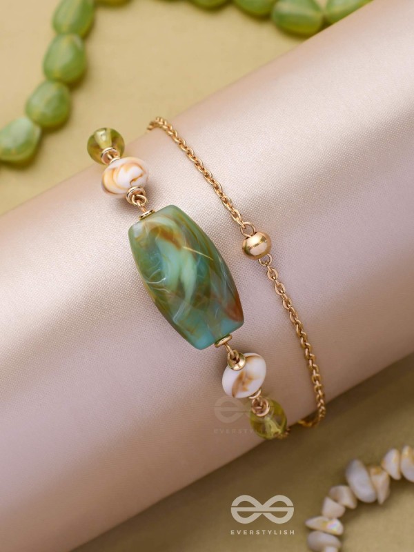 MOSSY MARBLES - GOLDEN EMBELLISHED MULTILAYER BRACELET