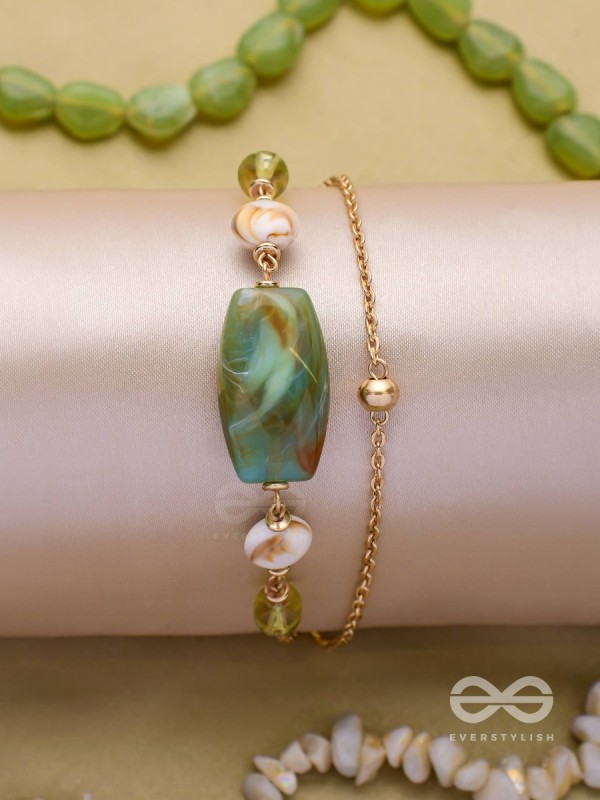 MOSSY MARBLES - GOLDEN EMBELLISHED MULTILAYER BRACELET