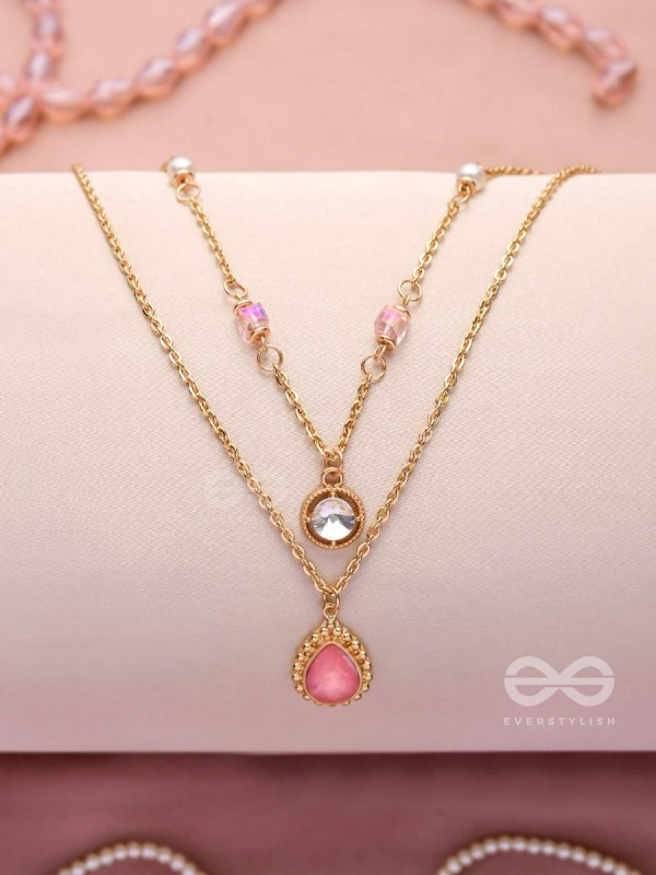 Romantic Rosewater - Golden Embellished Multilayer Neckpiece With Anti-Tarnish Coating 