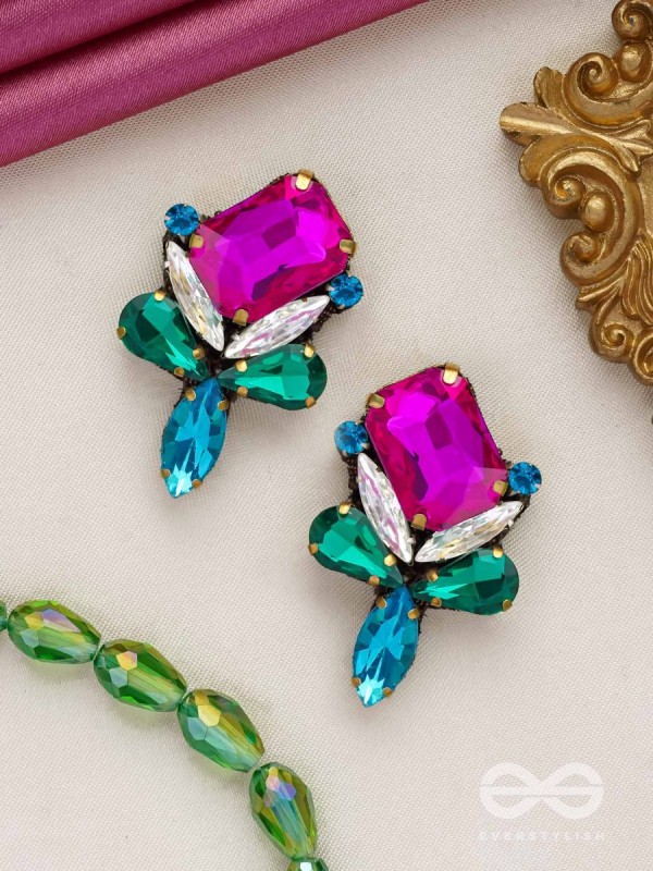 Mahamani- The Imperial Stone - Stones Hand Embroidered Earrings (Multicolour)