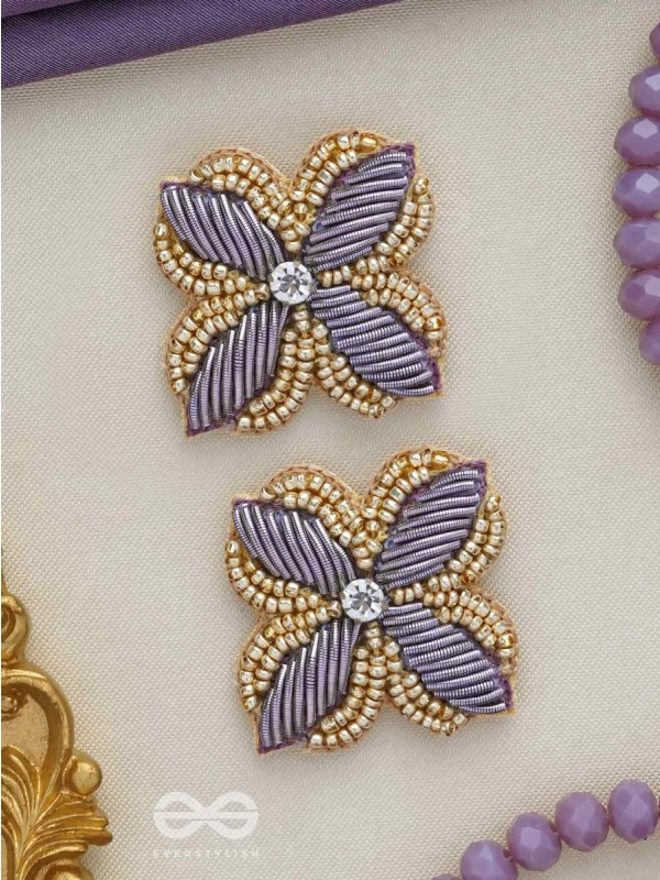 ABJINI - THE MAGICAL BLOOM - DABKA, STONE AND BEADS EMBROIDERED EARRINGS