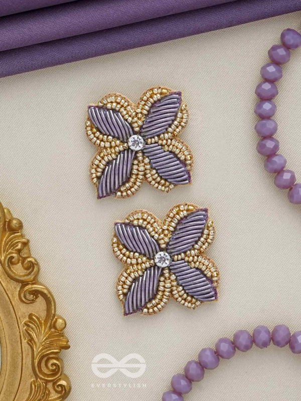ABJINI - THE MAGICAL BLOOM - DABKA, STONE AND BEADS EMBROIDERED EARRINGS