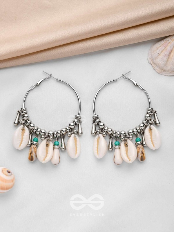 Swings Of Seashore - Statement Silver Hoop Earrings