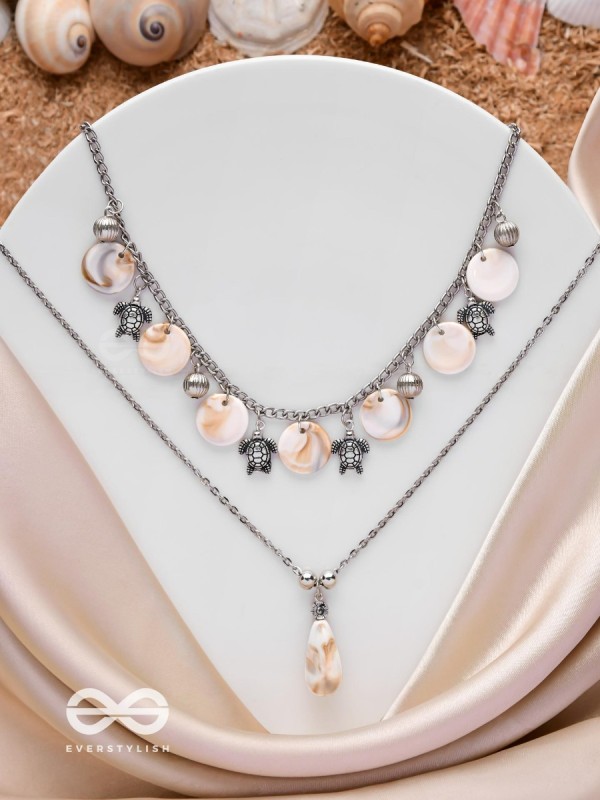 SEASIDE SECRETS - OXIDISED EMBELLISHED MULTILAYER NECKPIECE